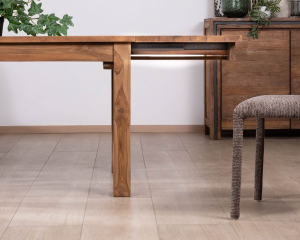 Table à manger extensible 160 à 210 cm en teck recyclé massif "Kayoa" style authentique