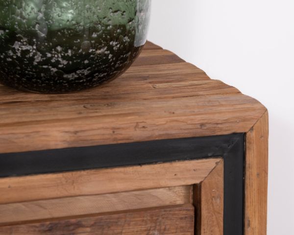 Meuble TV contemporain en teck 160 cm design graphique “Kayoa”