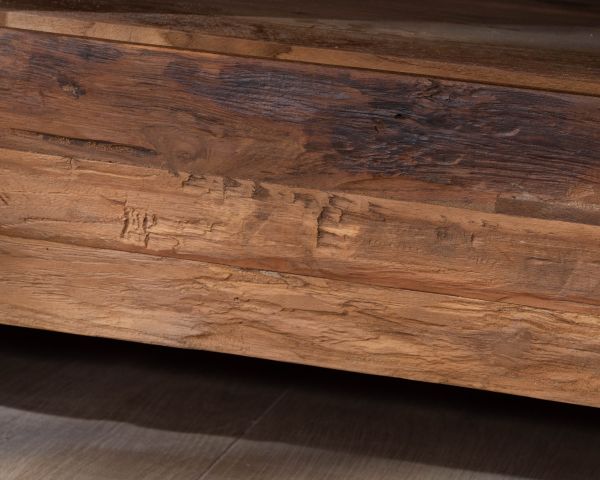 Meuble TV contemporain en teck 160 cm design graphique “Kayoa”