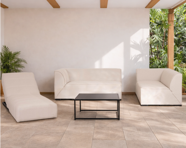 Canapé outdoor en 2 modules "Sunset Bay" tissu spécial extérieur crème