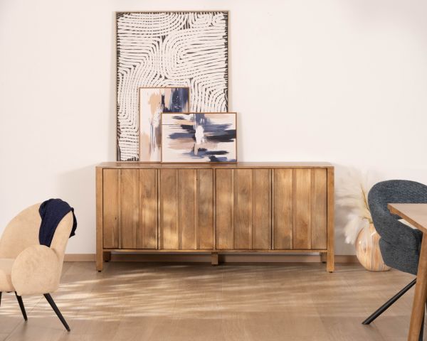 Buffet 4 portes esprit zen en manguier massif naturel 4 portes « Sicaly » 180 cm