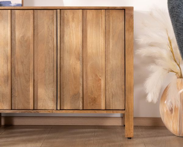 Buffet 4 portes esprit zen en manguier massif naturel 4 portes « Sicaly » 180 cm