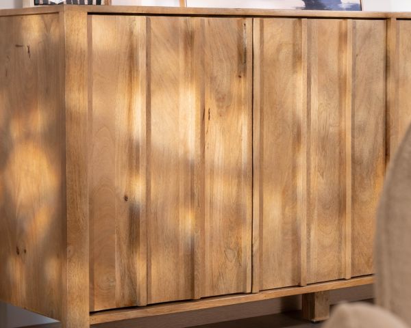 Buffet 4 portes esprit zen en manguier massif naturel 4 portes « Sicaly » 180 cm