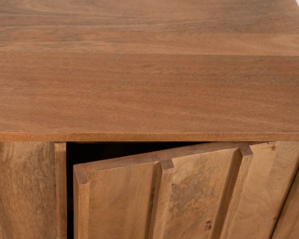 Meuble TV rétro-chic en manguier massif naturel 180 cm « Sicaly »