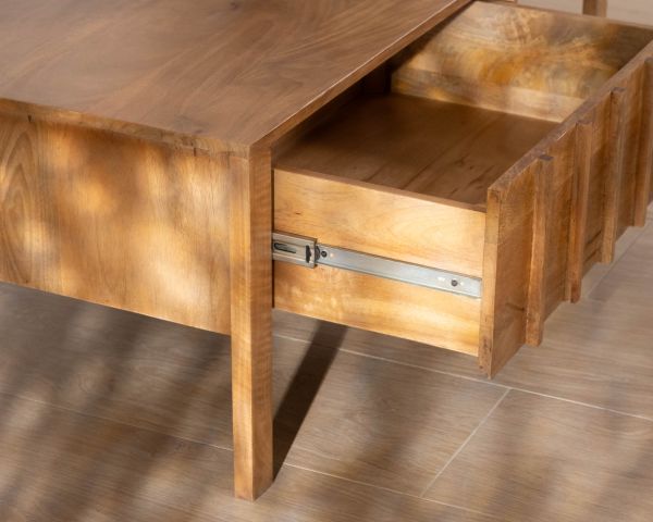 Table basse rectangulaire esprit zen en manguier naturel "Sicaly"