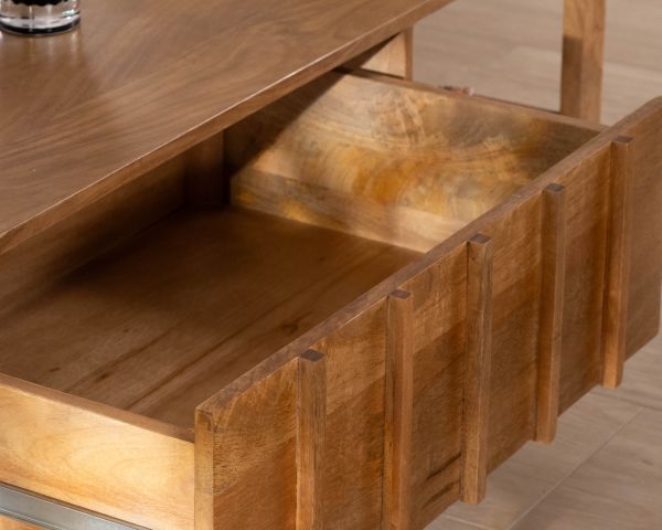 Table basse rectangulaire esprit zen en manguier naturel "Sicaly"