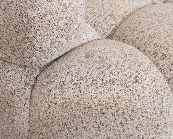 Canapé avec assise électrique et méridienne à droite "Syltan" tissu blanc cassé tramé