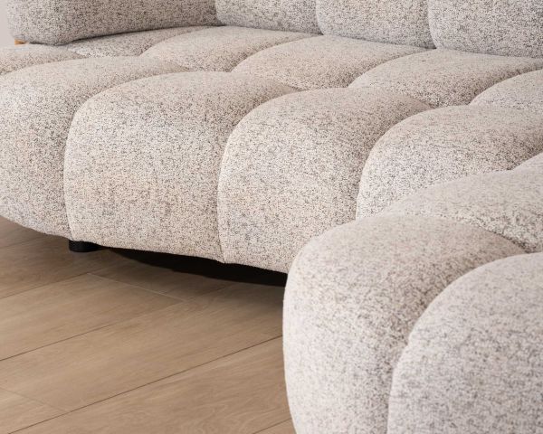 Canapé avec assise électrique et méridienne à droite "Syltan" tissu blanc cassé tramé