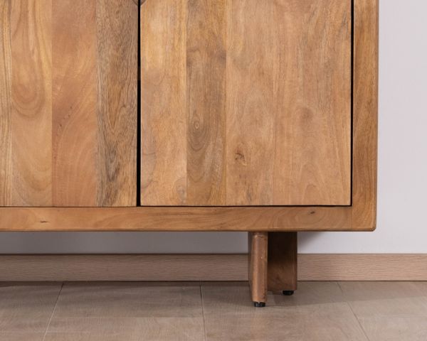 Enfilade vintage 4 portes en manguier naturel "Odely" 180 cm style rétro chic