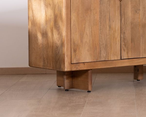 Enfilade vintage 4 portes en manguier naturel "Odely" 180 cm style rétro chic