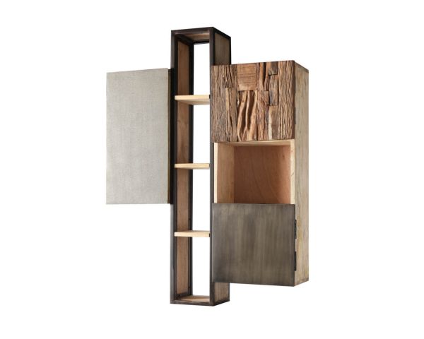 Étagère murale moderne en bois métal ciment Mezzo - 9245