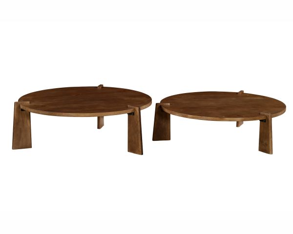 Duo de tables basses rondes en manguier teinte foncée "Loopie"