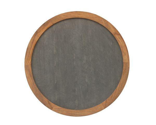 Duo de tables basses esprit rétro "Netty" plateaux placage pierre