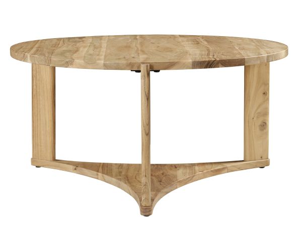 Table de salon ronde design épuré "Trudy" en acacia massif