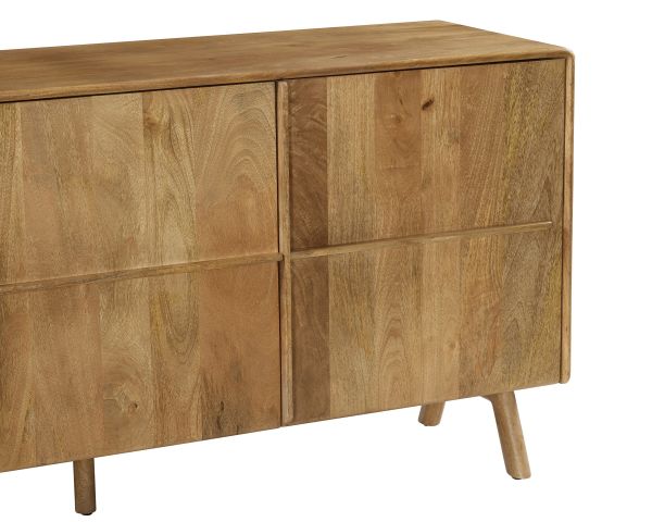Buffet en manguier 160 cm "Becky" 2 portes 2 tiroirs avec pieds compas