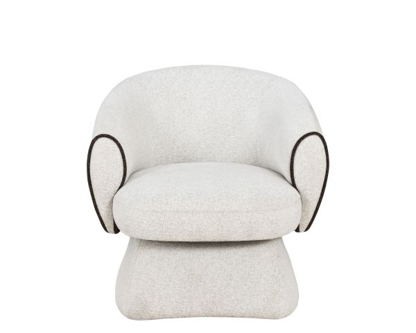 Petit fauteuil lounge en tissu bouclette blanc cassé "Sweet Culture" design enveloppant