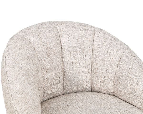 Chauffeuse effet boule avec surpiqures en tissu bouclette beige tramé "Sweet Culture" esprit cocoon 