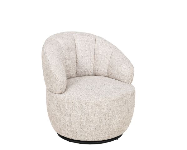 Chauffeuse effet boule avec surpiqures en tissu bouclette beige tramé "Sweet Culture" esprit cocoon 