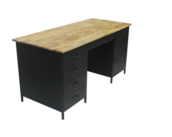 Bureau Design Industriel Bois Massif et Métal Noir – Tendances Meubles