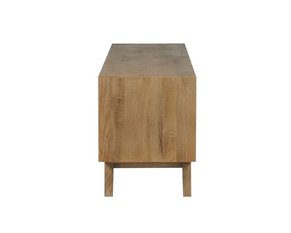 Meuble TV 170 cm en manguier massif  style scandinave "Elyka" avec double porte et niches