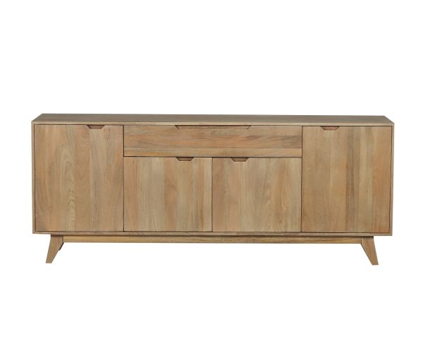 Enfilade 4 portes 200 cm en manguier teinte noyer clair "Elyka" style scandinave