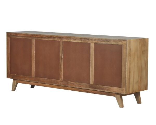 Enfilade 4 portes 200 cm en manguier teinte noyer clair "Elyka" style scandinave