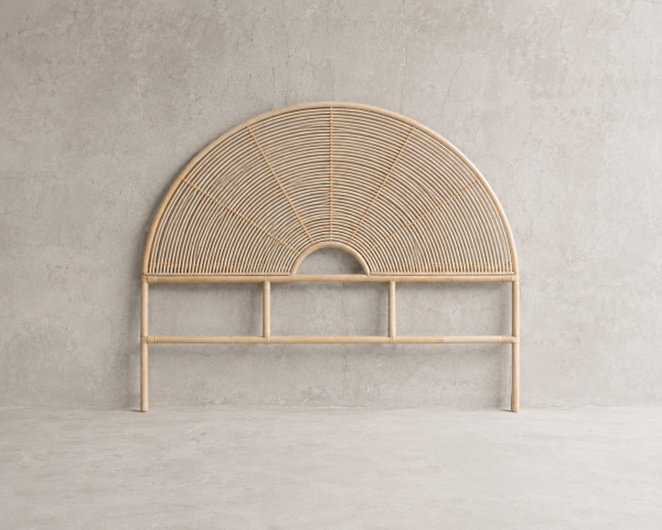 Tête de lit style ethnique en rotin "Solira" forme arrondie 160 cm