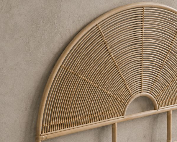 Tête de lit 140 cm style ethnique en rotin "Solira" forme arrondie
