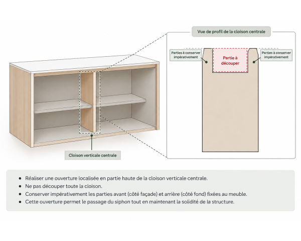 Meuble sous vasque 90 cm à suspendre "Miona" design organique aspect béton sablé