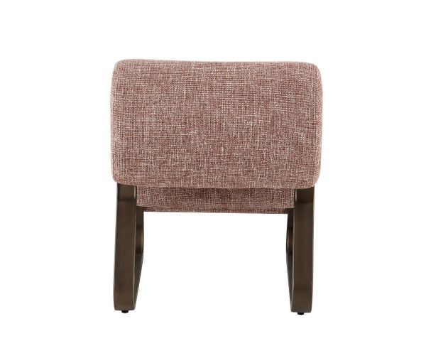 Fauteuil design rétro "Luno" en tissu bouclette brique et structure métal bronze