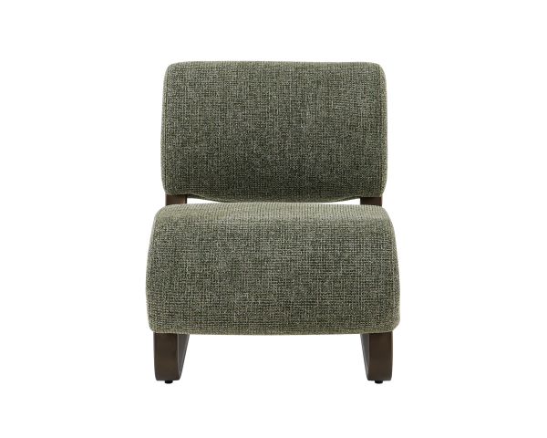 Fauteuil design moderne en tissu bouclette kaki "Luno" structure métal bronze