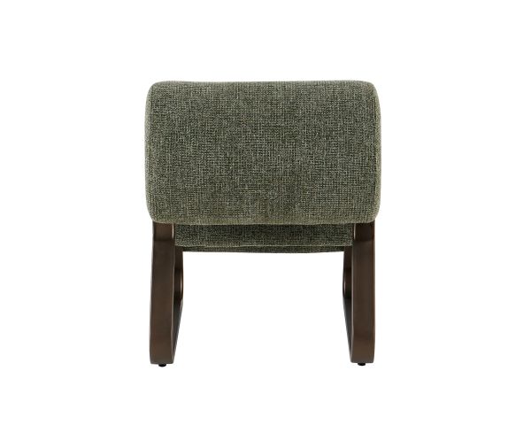 Fauteuil design moderne en tissu bouclette kaki "Luno" structure métal bronze