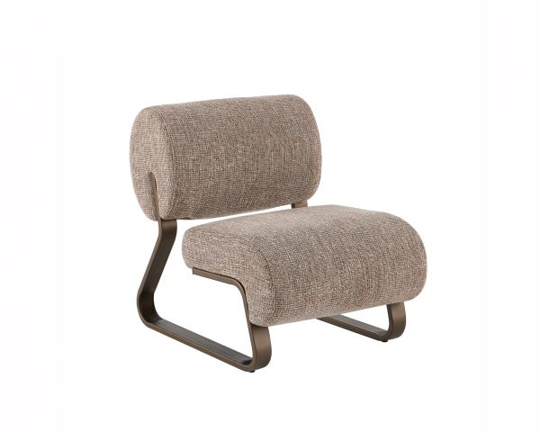 Fauteuil contemporain coloris taupe et structure métal bronze "Luno" 