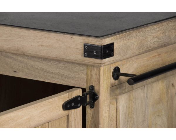 Grand billot de cuisine bois massif plateau pierre "Grand Chef" 165 cm