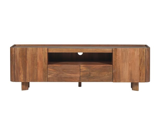 Meuble TV 175 cm en manguier massif style contemporain minimaliste "Malaké"