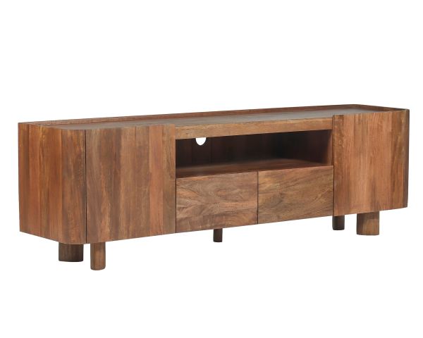 Meuble TV 175 cm en manguier massif style contemporain minimaliste "Malaké"