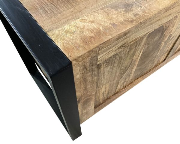 Meuble TV industriel bois et métal 5 tiroirs, double plateau - Made in  Meubles