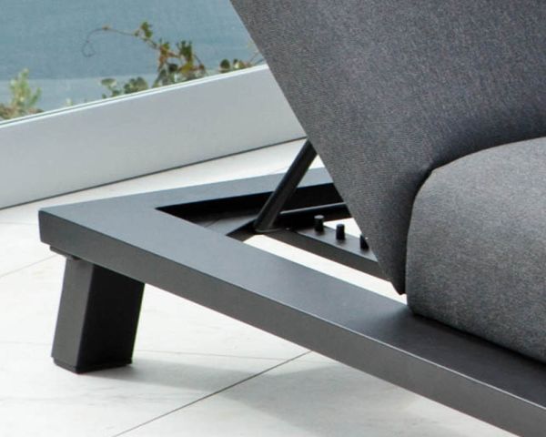 Bain de soleil double en tissu sunbrella taupe et aluminium "Nusa Pedina"