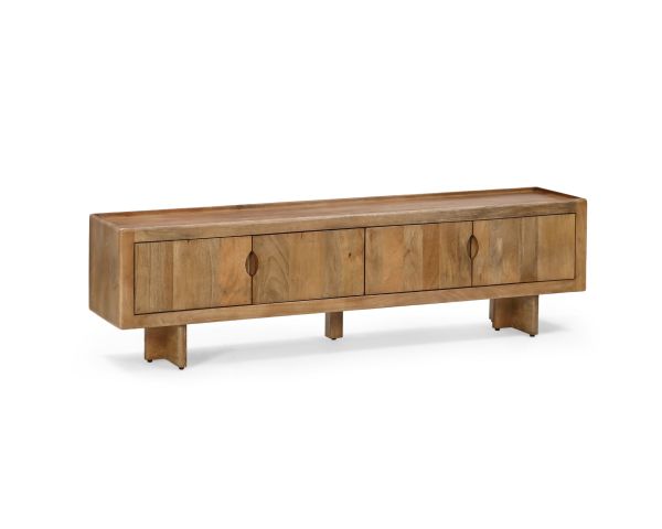 Meuble TV bas 180 cm en manguier naturel "Odely" 4 portes