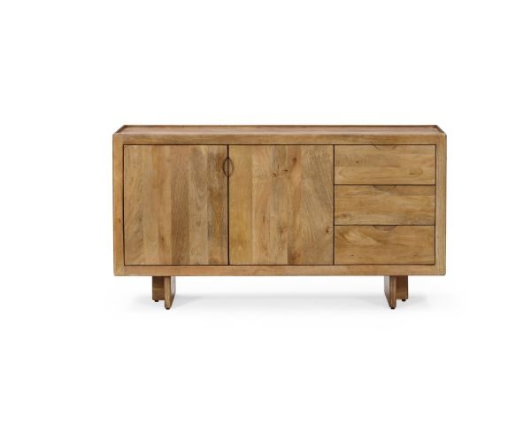 Buffet rétro 3 portes en manguier massif finition naturelle "Odely" 150 cm