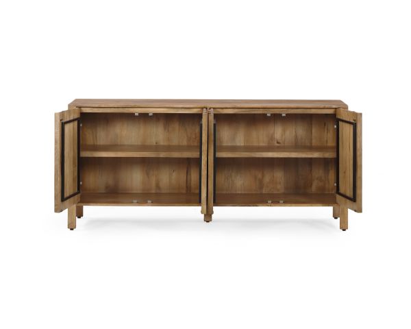 Buffet 4 portes esprit zen en manguier massif naturel 4 portes « Sicaly » 180 cm