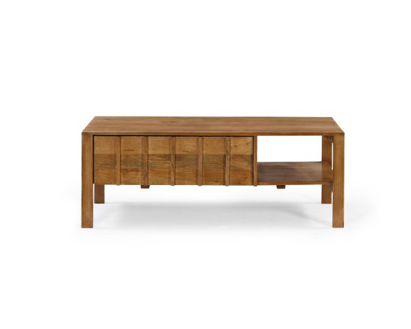Table basse rectangulaire esprit zen en manguier naturel "Sicaly"