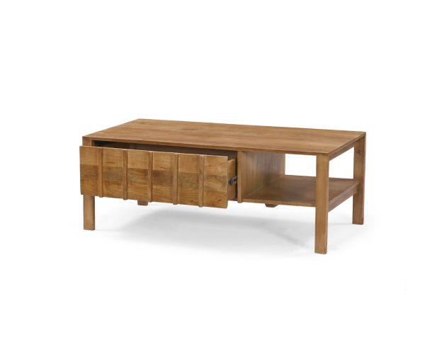 Table basse rectangulaire esprit zen en manguier naturel "Sicaly"