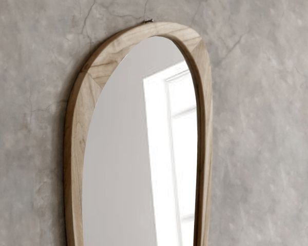 Miroir forme organique avec cadre en bois "Solira" 130 cm de haut