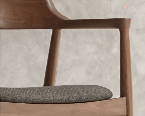 Chaise de repas design épuré avec accoudoirs et assise tissu anthracite "Vogue"