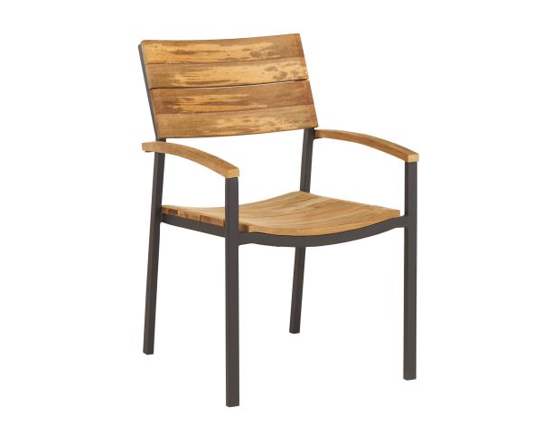 Chaise de jardin haut de gamme en teck et aluminium "Chair'ming" coussin en tissu bouclette écru