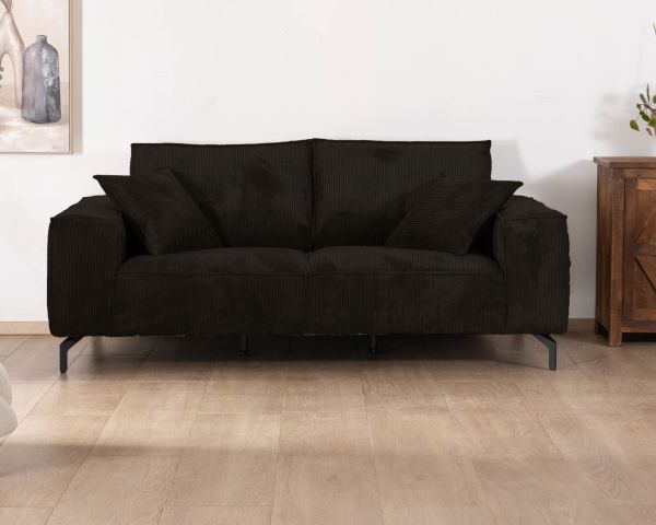 Canapé confort 3 places en velours côtelé coloris anthracite "Pueblo"