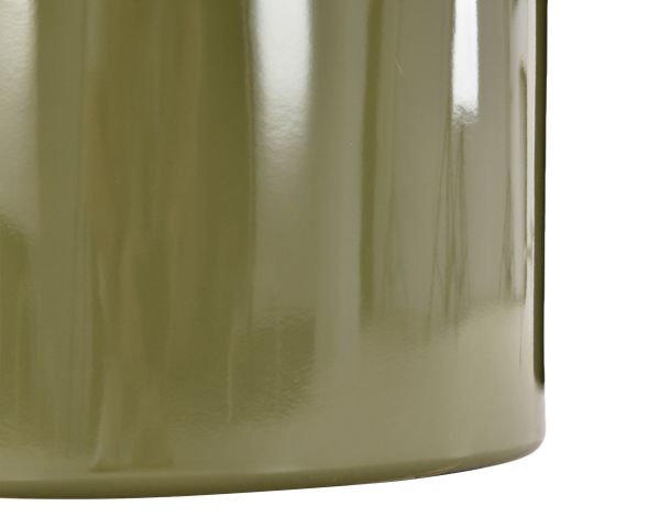 Table basse ronde 80 cm design minimaliste vert sauge laqué "Nalya" à pied central