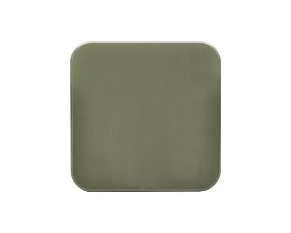 Table basse carrée 70 cm minimaliste vert sauge "Nalya" à piètement sculptural
