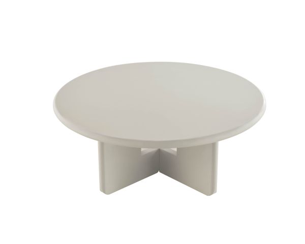 Table basse ronde 80 cm beige "Nalya" à piètement sculptural